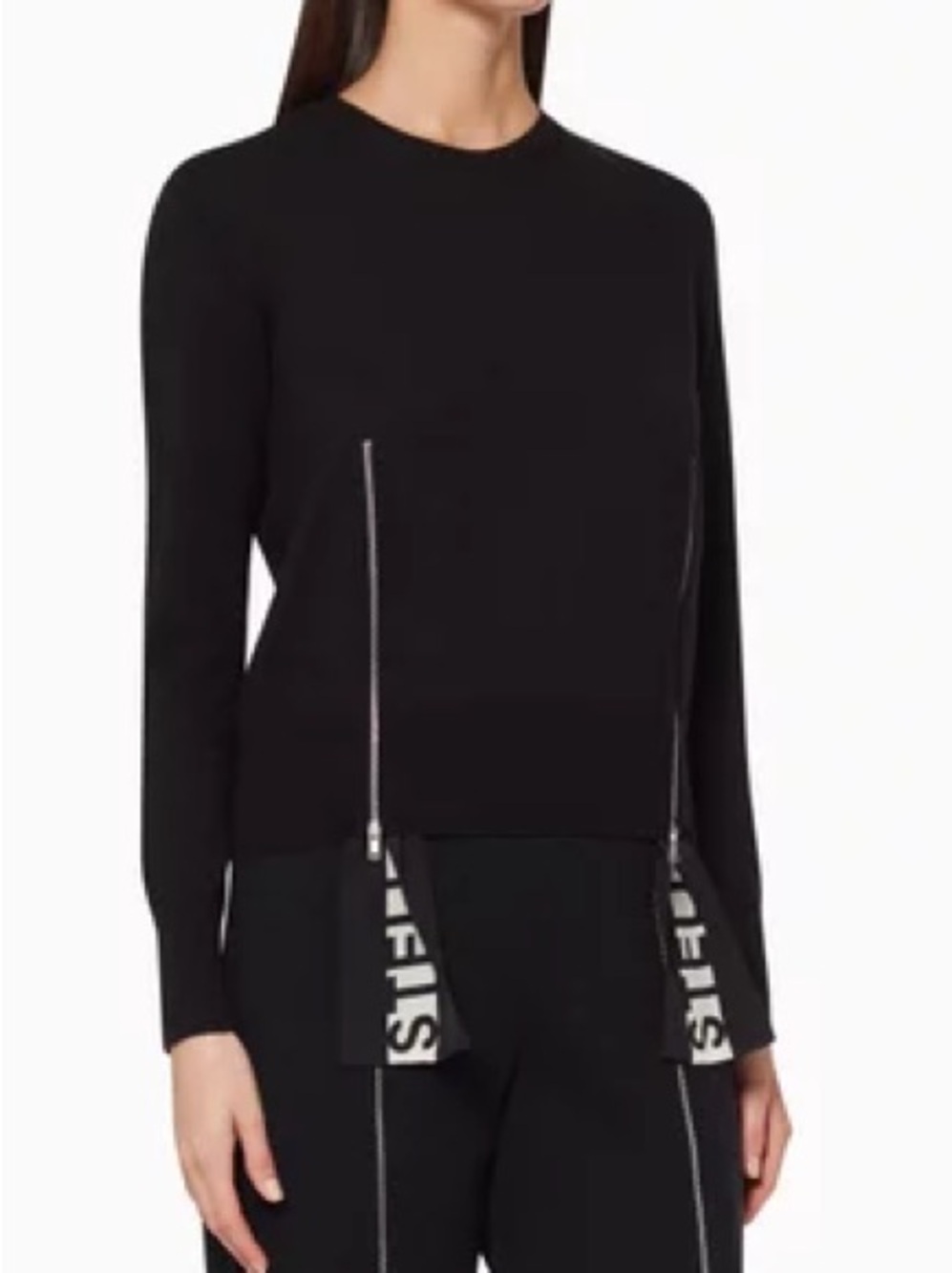$400 STELLA MCCARTNEY Logo Band Sweater black zip hidden logos M